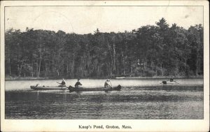 Groton Massachusetts MA Knop's Pond Canoeing Canoes c1910 Vintage Postcard