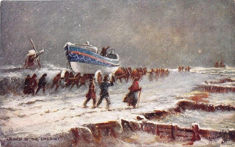 Ye Mariners of England Launch of The Lifeboat Raphael Tuck Postcard