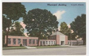 Municipal Building Crossett Arkansas linen postcard