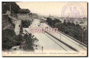 Old Postcard Brest rampets and the Port of Commerce