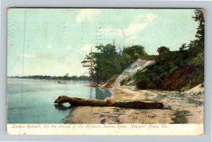 Newport News VA-Virginia, Lovers Retreat, James River, Vintage c1907 Postcard 