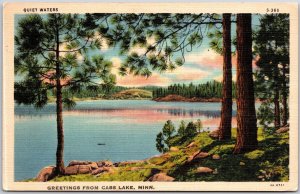 1935 Quiet Waters Greetings from Cass Lake Minnesota MN Posted Postcard