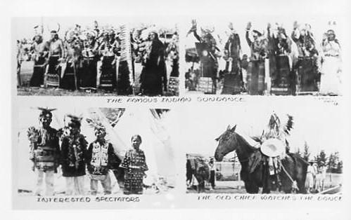 Indian Sundance, Spectators, The Old Chief Watches the Dance  **RPPC**  4 Views