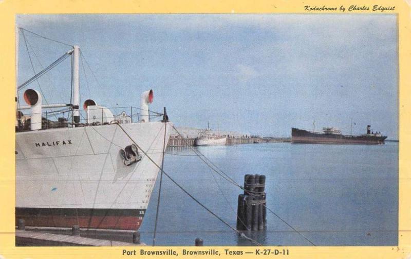 Brownsville Texas Port Brownsville Boat Harbor Antique Postcard K46888