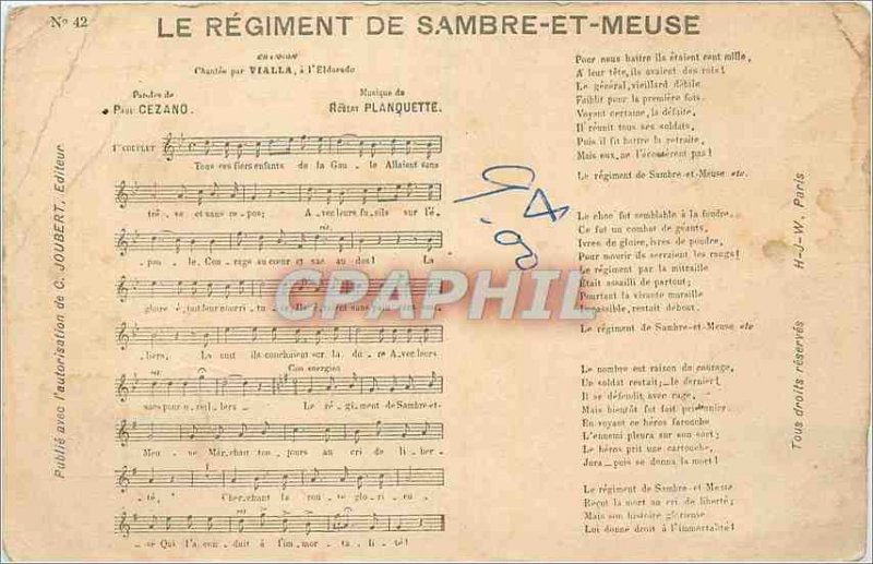 Old Postcard The Regiment de Sambre et Meuse Army