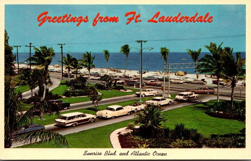Florida Fort Lauderdale Greetings Sunrise Boulevard and Atlantic Ocean