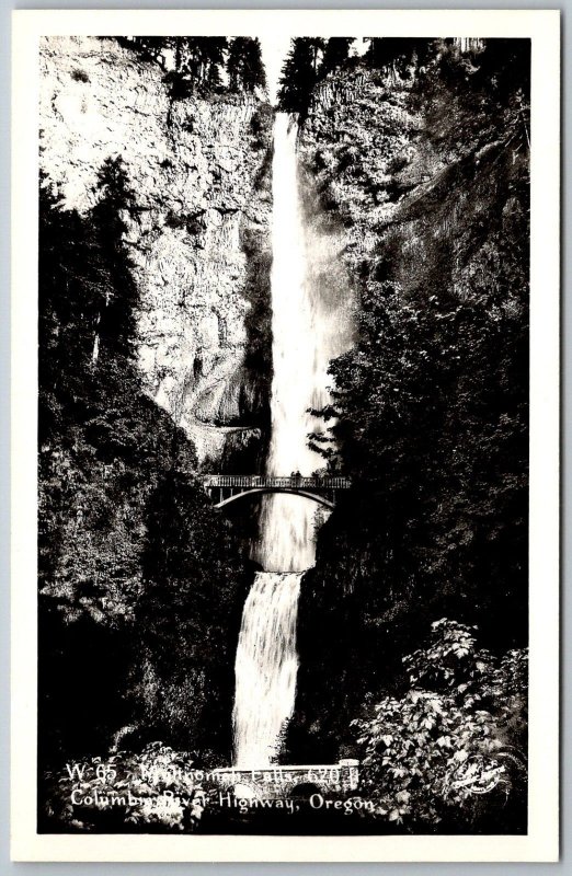 Columbia River Oregon 1950s RPPC Real Photo Postcard Mutlnomah Falls Waterfall
