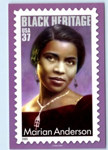 MARIAN ANDERSON African American OPERA SINGER Black Heritage 4x6 Stamp Postcard