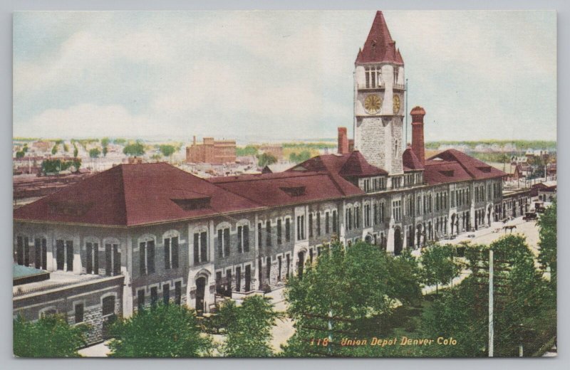 Denver CO~Union Railway Station Depot~4 Face Clock~Romanesque Revival~c1910