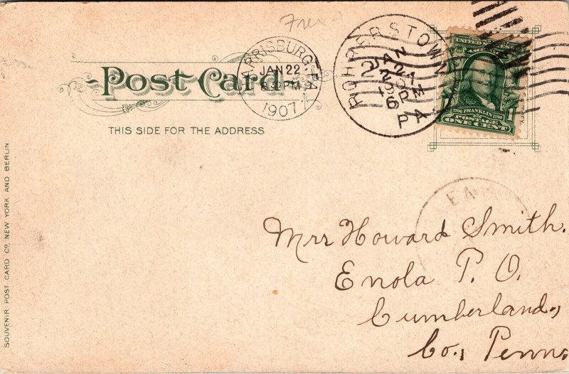 Pequa Gordonville PA Paradis Pennsylvania Antique Postcard UDB PM Harrisburg WOB 