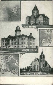 Great Falls Montana Multi View School Church Court c1910 Postcard