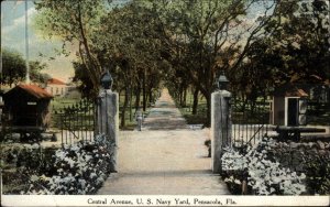 Pensacola Florida FL U.S. Navy Yard Central Avenue c1910 Vintage Postcard