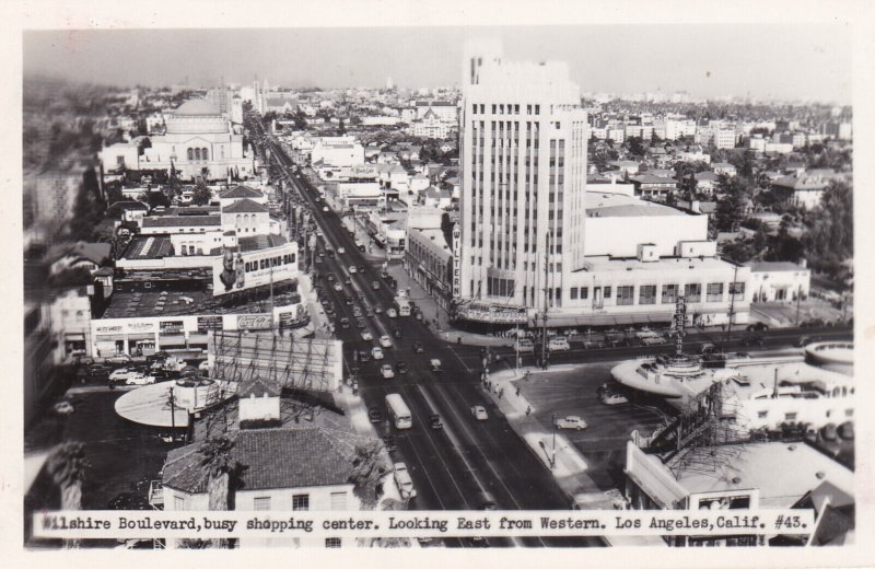 California Los Angeles Wilshire Boulevard Looking East From Western Real Photo