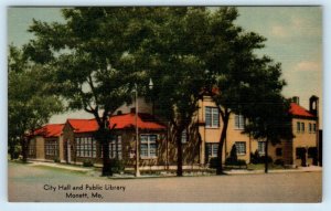 MONETT, Missouri MO ~ City Hall PUBLIC LIBRARY c1940s Linen  Postcard 
