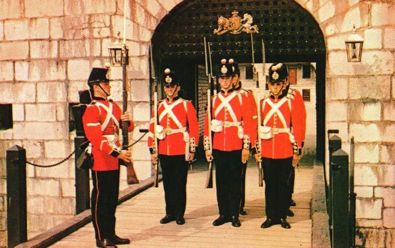 Vintage Postcard Old Fort Henry Guard Changing Sentry Kingston Ontario Canada