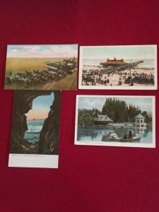 US 4 California Vintage Postcards Los Angeles, la Jolla,Long Beach, harvesting