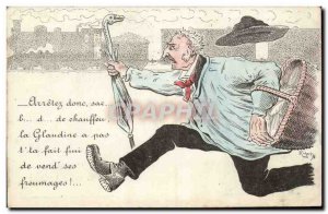 Humor - Illustration - Stop therefore Train - Old Postcard