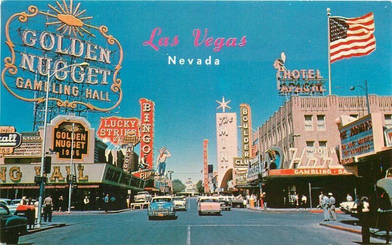 Automobiles Fremont Street 1950s Postcard Las Vegas Nevada Western 20-5939