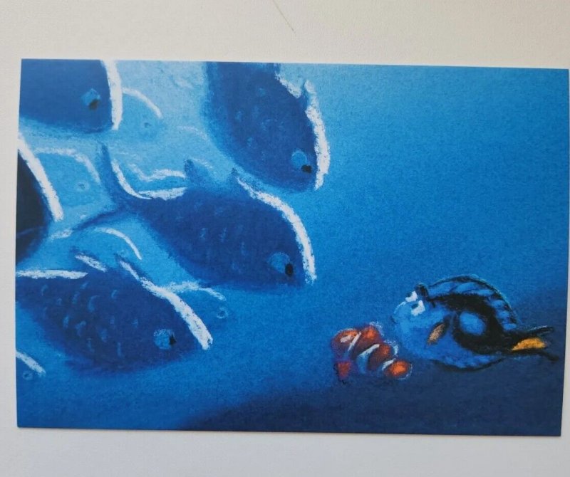 Finding Nemo Fish Meeting Concept Art by Ralph Eggleston Pixar Postcard