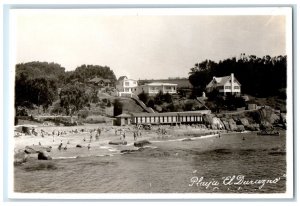 c1940's Sea Aerial View El Durazno Beach Quintero Chile RPPC Photo Postcard