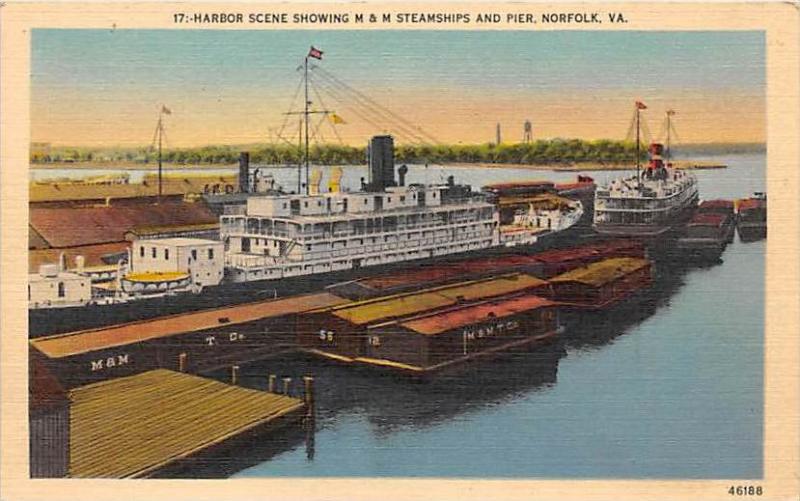 Virginia  Norfolk M & M Steamships Pier and Barges