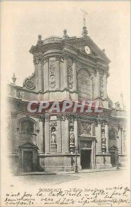 Postcard Old Bordeaux Church of Our Lady (map 1900)