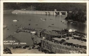 Norris Lake TN Tennessee Boat Dock Cars Clements Real Photo Postcard