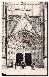 Old Postcard Quimper The great portal of the Cathedral