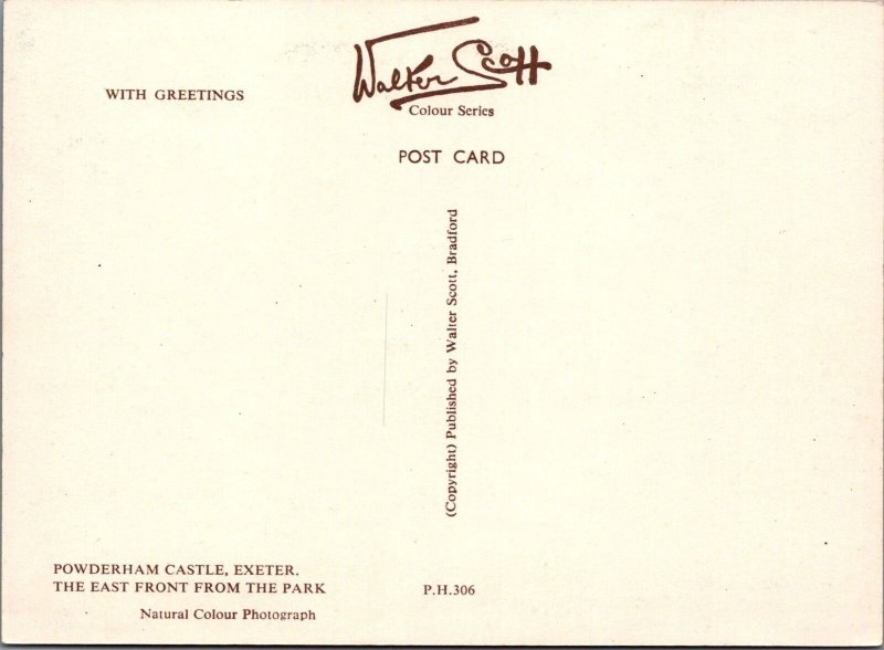 Devon Postcard - Powderham Castle, Exeter, East Front From The Park RR16662