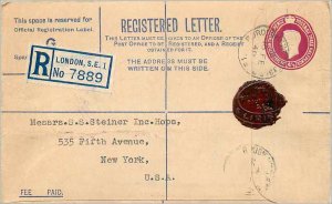 Entier Postal Stationery Postal Britain Great Britain 4 1 / 2d to New York in...