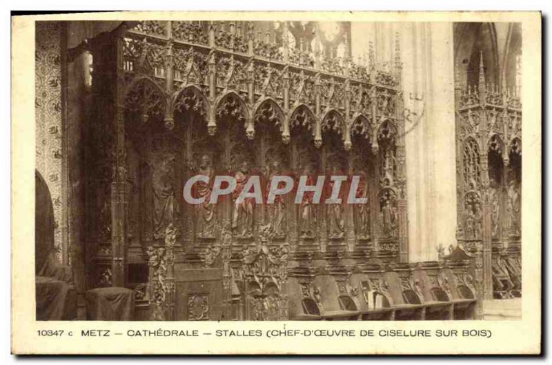 Old Postcard Metz Cathedral Stalls