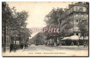 Old Postcard Paris Boulevard St Michel