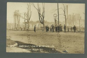 Monticello NEW YORK RPPC 1909 FIRE SCENE Disaster nr Poughkeepsie Newburgh #2