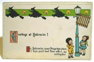 Winsch Back Halloween Postcard 3 Witches Gottschalk Series 5073 Original Unused 
