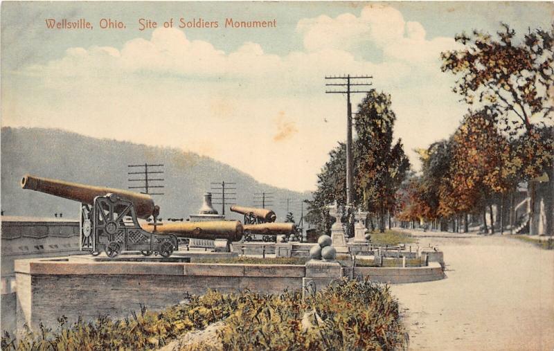 F18/ Wellsville Ohio Postcard c1910 Site of Soldiers Monument 1