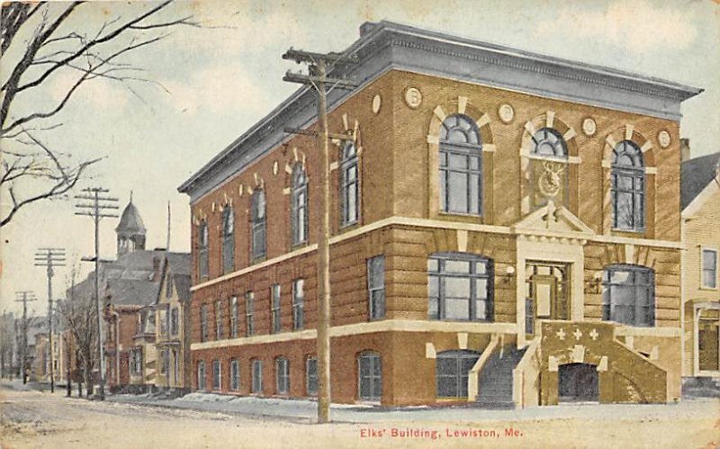 Elks Building Lewistown, Maine USA Unused 