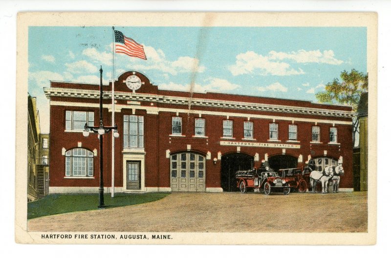 ME - Augusta. Hartford Fire Station & Apparatus ca 1924 (smudge)