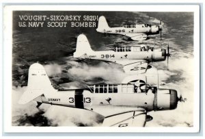 1944 Vought Sikorsky SB2U-1 US Navy Scout Bomber Plane RPPC Photo Postcard