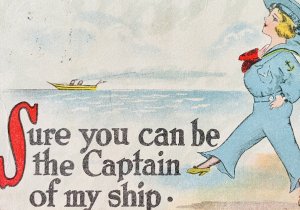 Antique Postcard Navy Captain Sailor Barton Spooner Woman Maritime Female Meetup