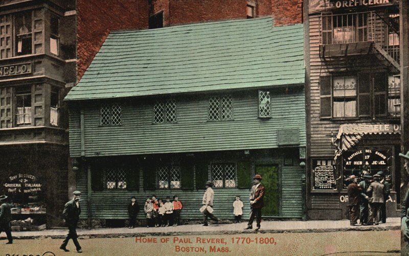 Vintage Postcard 1910's Home Of Paul Revere Boston Massachusetts Mason Bros