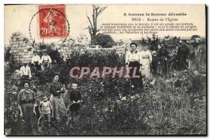 Old Postcard A Travers La Somme devastated Brie Remains of & # 39eglise TOP