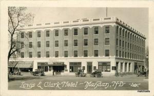 1927 Mandan Morton North Dakota Lewis & Clark Hotel Street Lutz RPPC Real Photo