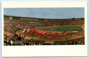 MOSCOW, U.S.S.R Russia ~ Athletes & Flags LENIN CENTRAL STADIUM 4x6 Postcard