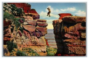 Vintage 1940's Postcard Leap For Life Fairbanks Rock Grand Canyon Arizona