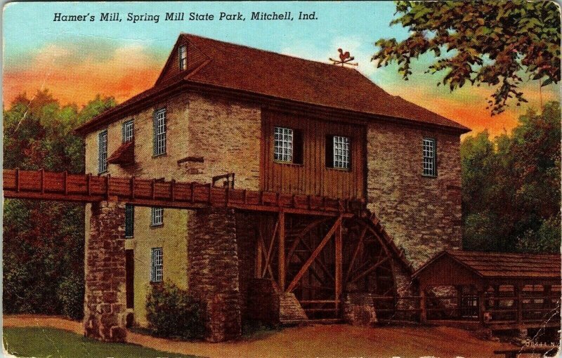 Hamer’s Mill Spring Mill State Park Mitchell Ind Postmark UP Indiana Cuthbert 