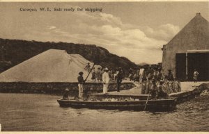 curacao, W.I., WILLEMSTAD, Salt ready for Shipping (1910s) Postcard