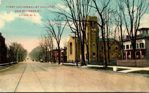 New York Utica First Universalist Church and Genesee Street