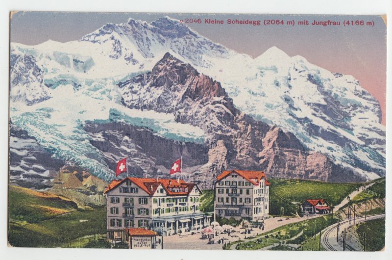 P2606 old swiss pc v2046 kleine scheidegg mit jungfrau {4166 m} resort mountains