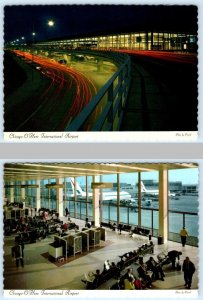 2 Postcards CHICAGO, IL~ Terminal O'HARE INTERNATIONAL AIRPORT Interior 4x6