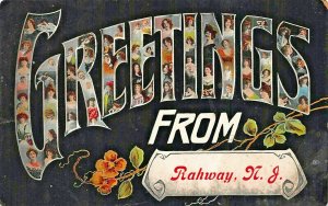 RAHWAY NEW JERSEY~LARGE LETTER-GIRLS PICTURES~1945 MILITARY POST POSTCARD